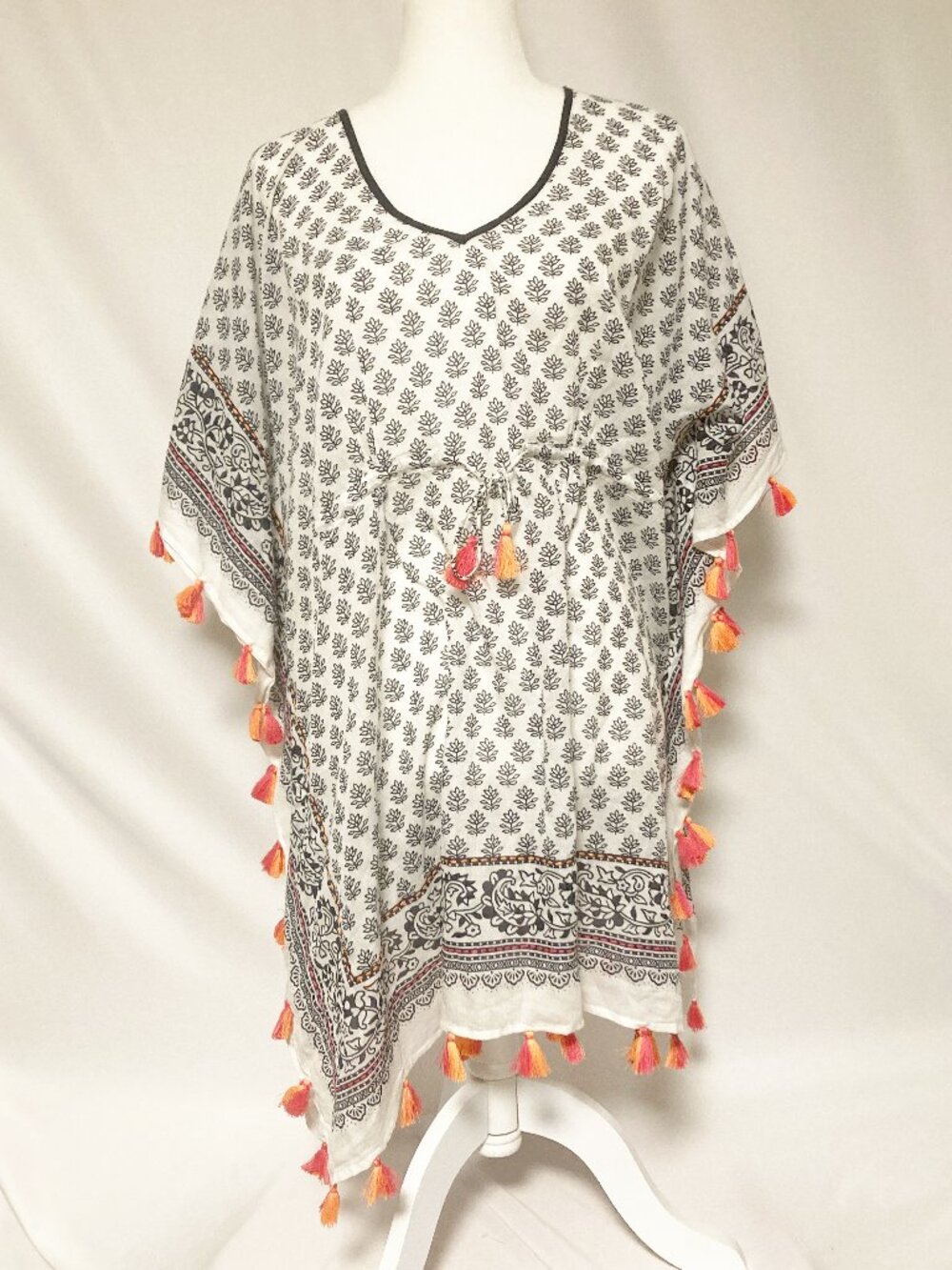 J Jill Tie-Waist Tassel Poncho Beach Cover Up 100% Cotton NWT Size S-L